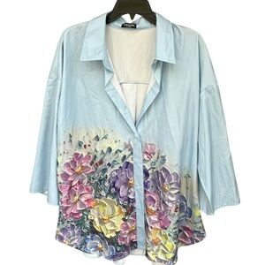 Floral Print Button-Down Shirt by Noracora - Size XXL - Preloved